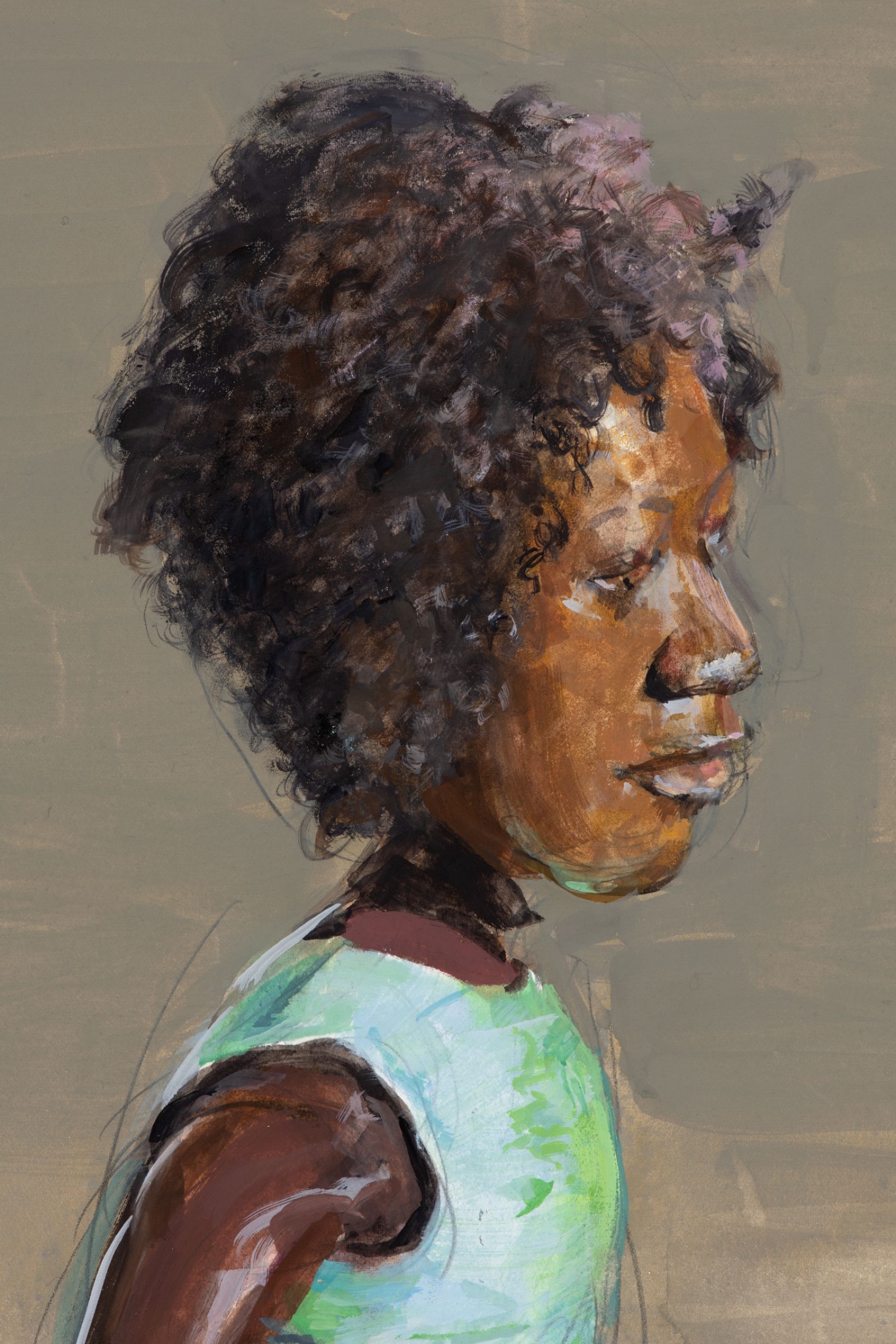 DETAIL: Anna [leaning in to hear the warning call of the Carolina wren on the deck]